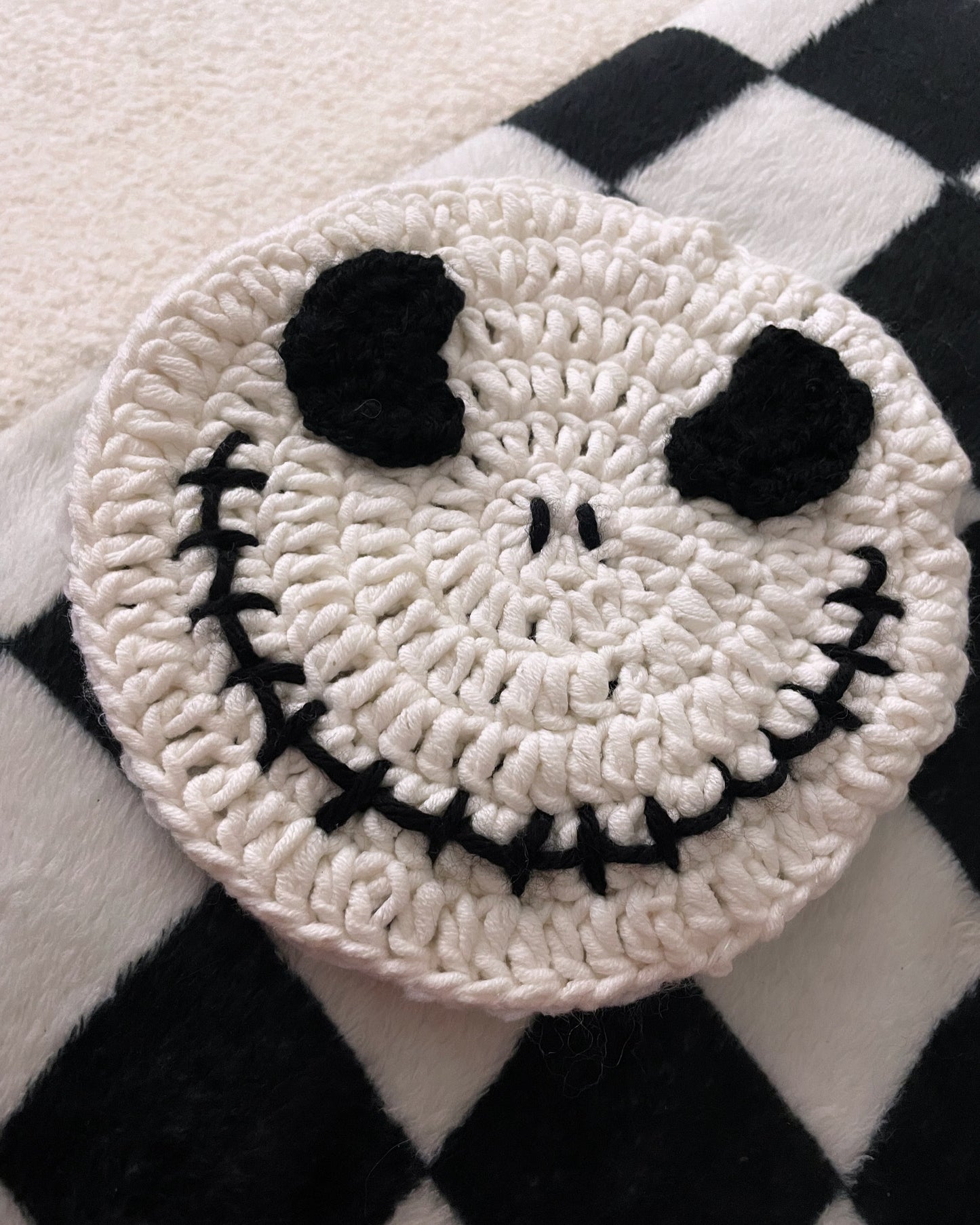 Crocheted Jack skellington coaster