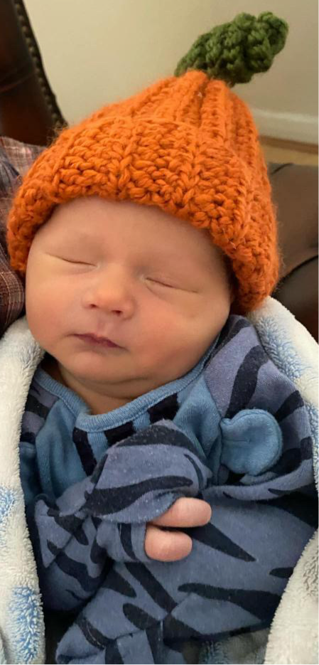 Crocheted pumpkin hat for newborns