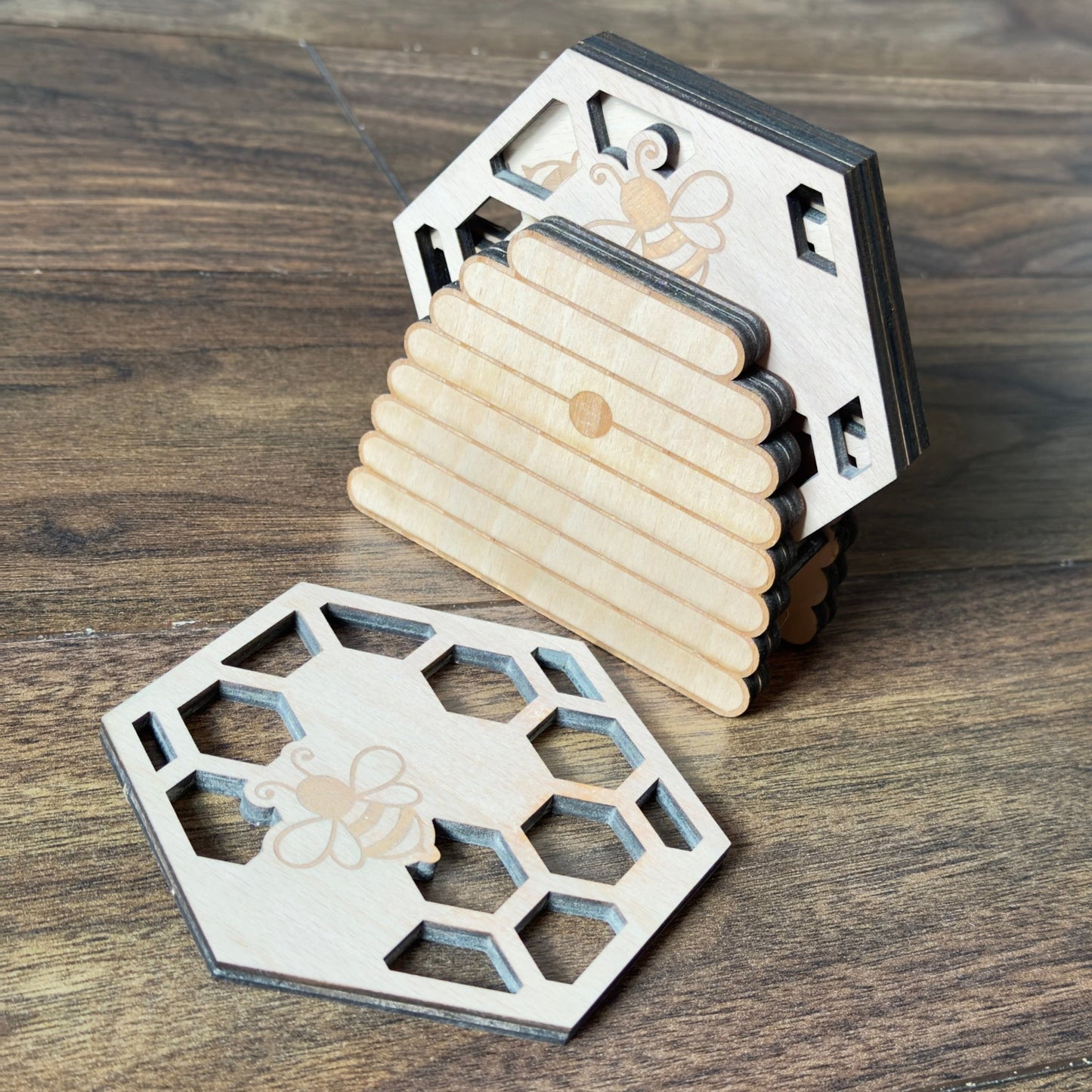 Wooden Beehive Coasters - little infernoCoaster