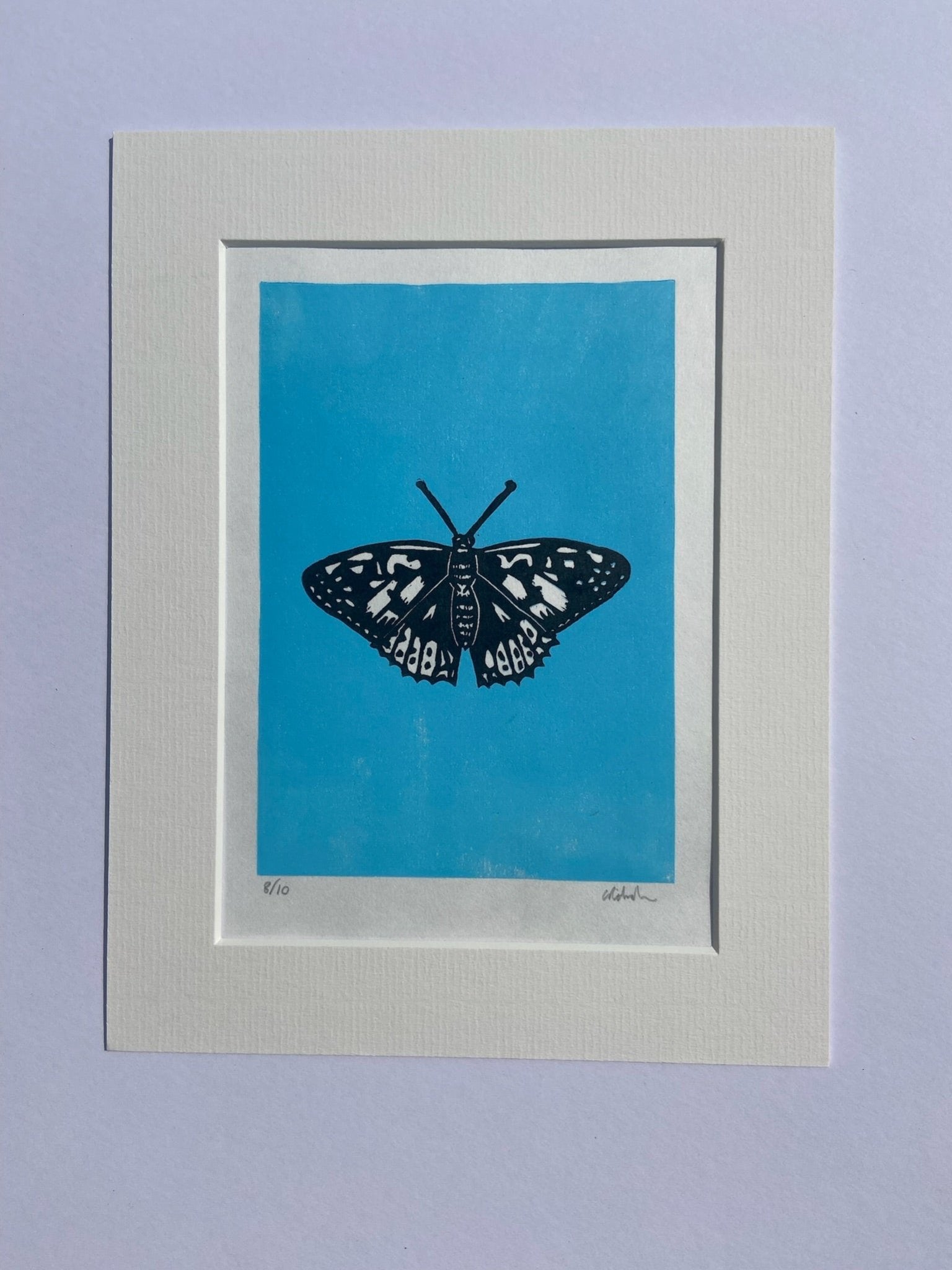 Butterfly Lino Print - Blue - little infernoLino Prints