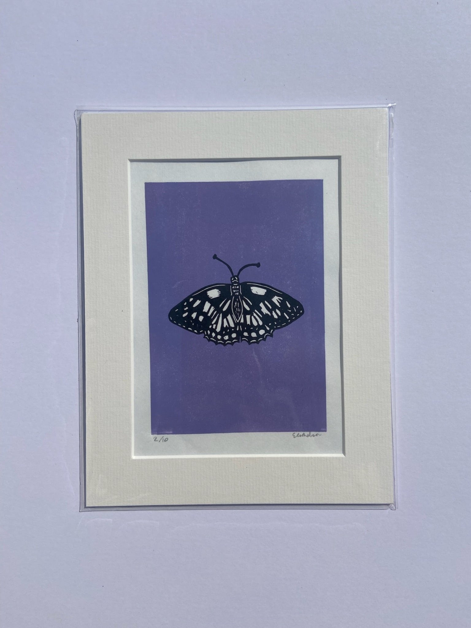 Butterfly Lino Print - Purple - little infernoLino Prints