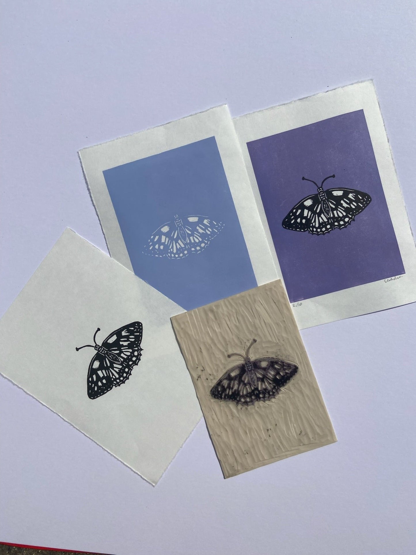 Butterfly Lino Print - Purple - little infernoLino Prints