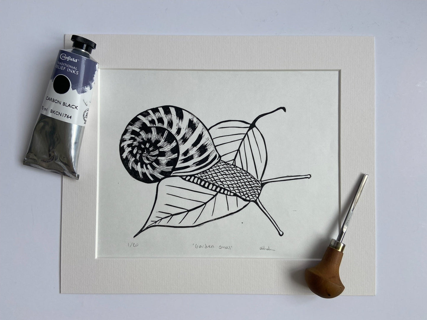 Garden Snail - little infernoLino Prints