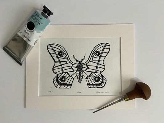 Moth - little infernoLino Prints